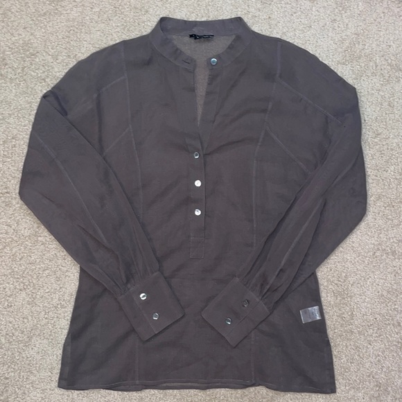 Theory Deep V Neck Buttoned Blouse - Picture 1 of 8